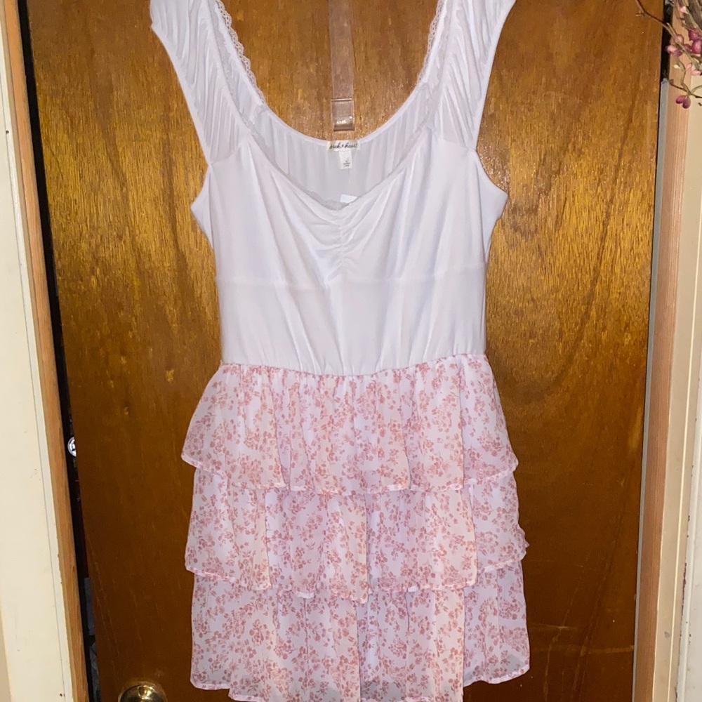 Derek Heart White and Pink Floral Dress